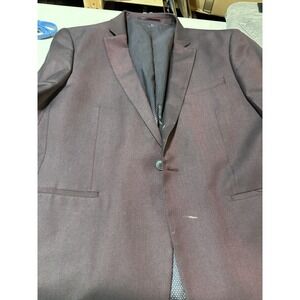 Mens TOPMAN Size US 44R Burgundy Wool Blazer Sport‎ Coat Jacket